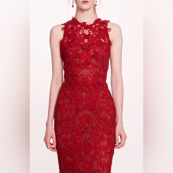 MARCHESA***Guipure Red Lace Evening Gown***US 4,6***$1095 - Picture 3 of 11
